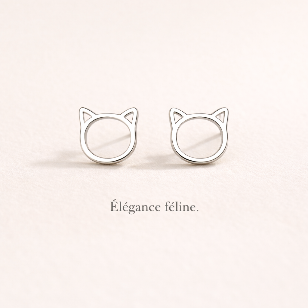 Boucles Silhouette Féline — Minimalisme Essentiel