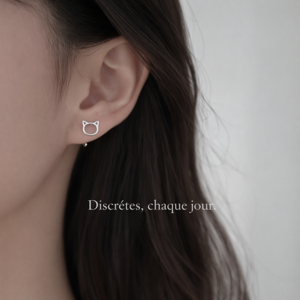 Boucles Silhouette Féline — Minimalisme Essentiel