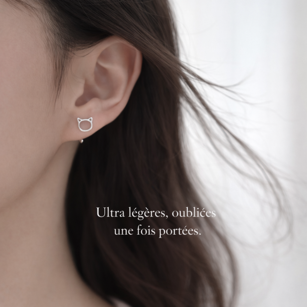 Boucles Silhouette Féline — Minimalisme Essentiel