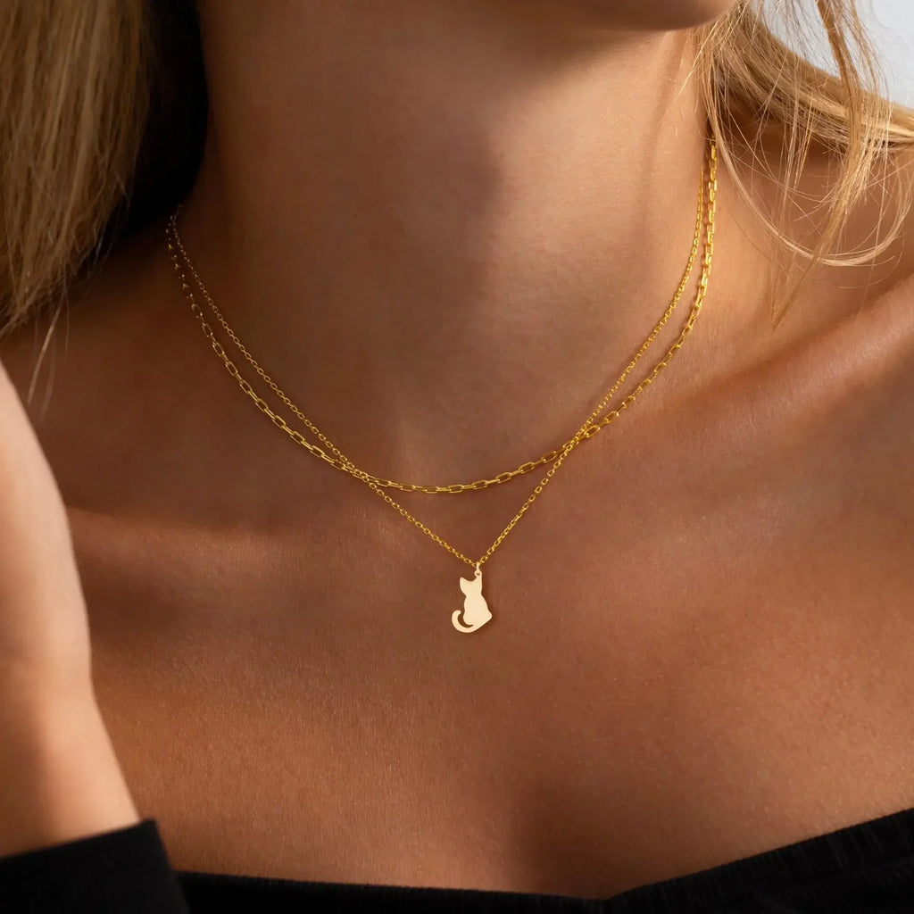 Collier Silhouette Féline — Acier Inoxydable