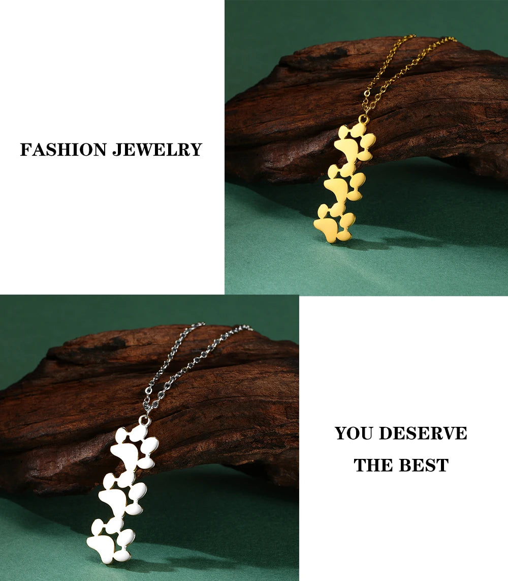 Collier Empreinte Féline – Pendentif Acier Inoxydable