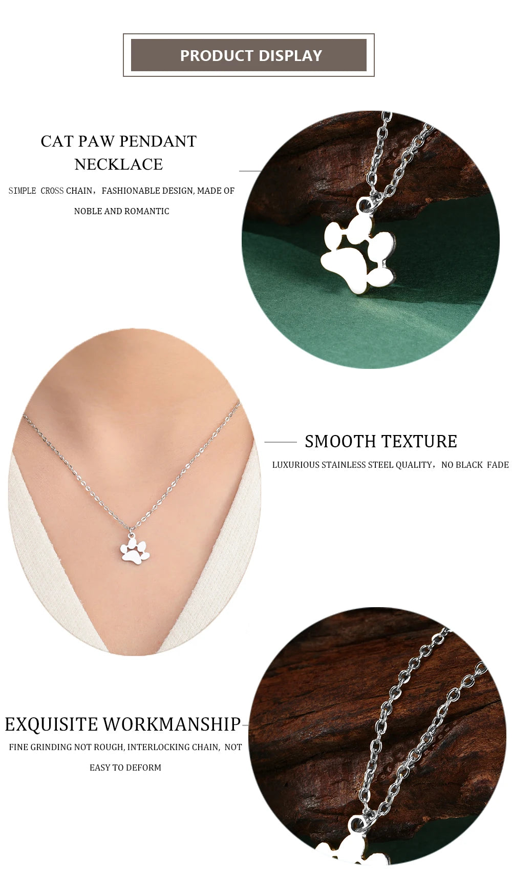 Collier Empreinte Féline – Pendentif Acier Inoxydable