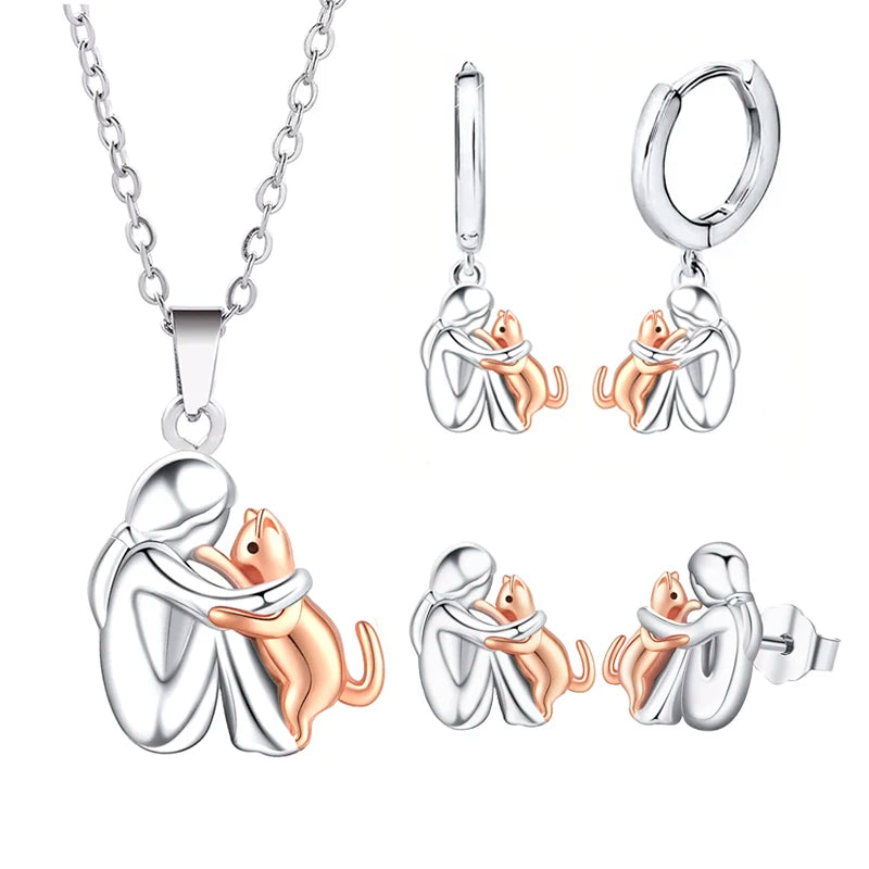 Collier Étreinte Féline – Argent & Or Rose