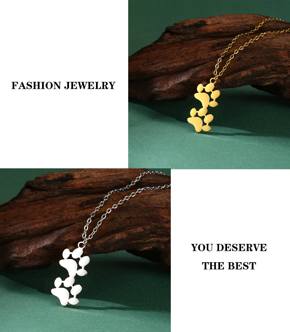 Collier Empreinte Féline – Pendentif Acier Inoxydable