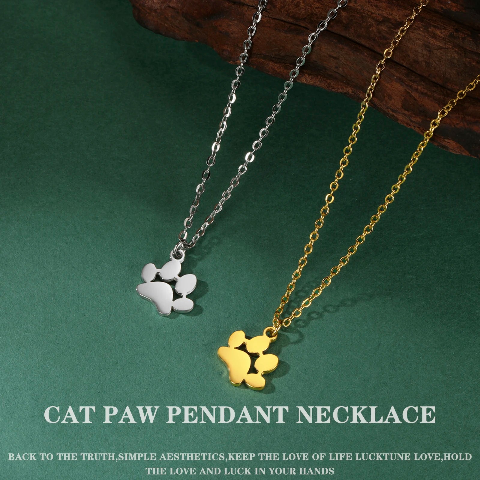 Collier Empreinte Féline – Pendentif Acier Inoxydable