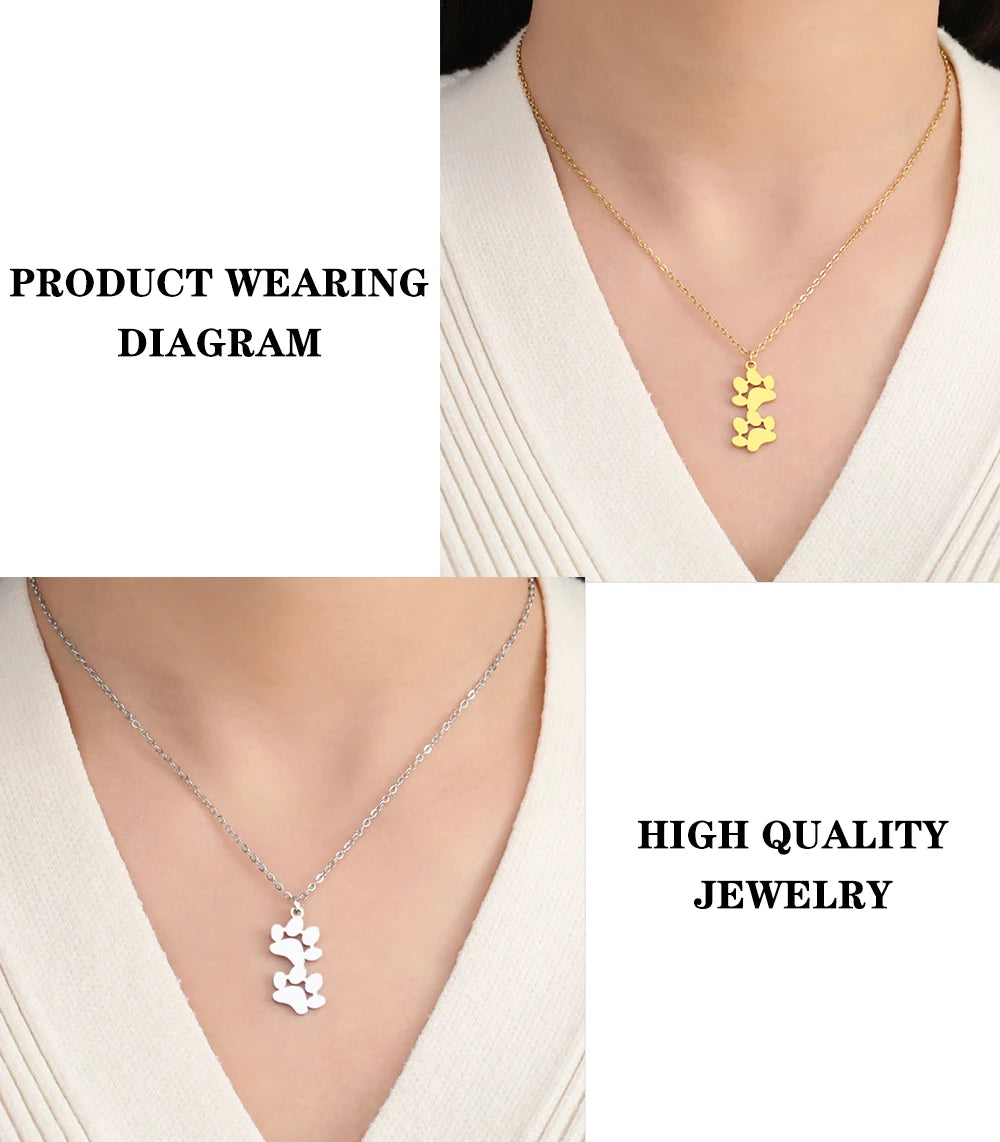 Collier Empreinte Féline – Pendentif Acier Inoxydable