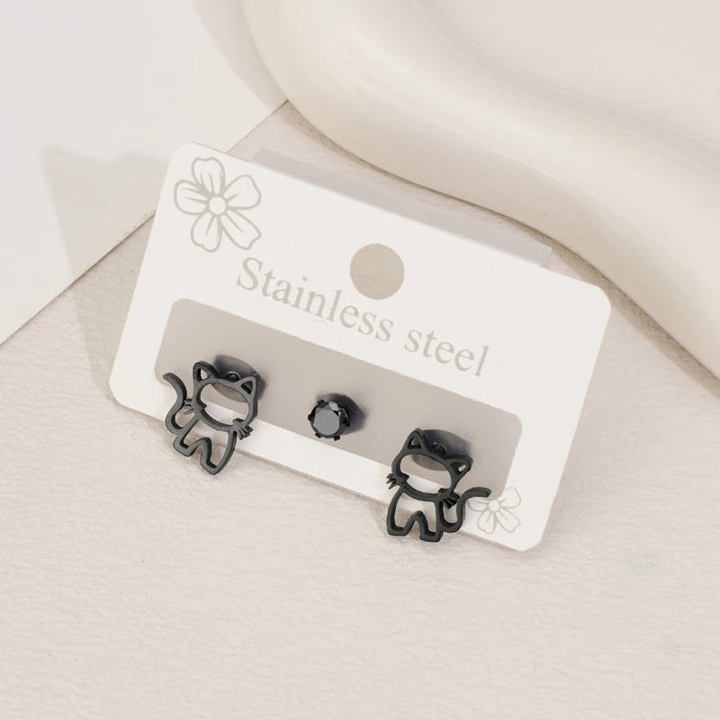 Boucles d'Oreilles Empreinte de Chat – Acier Inoxydable Minimaliste