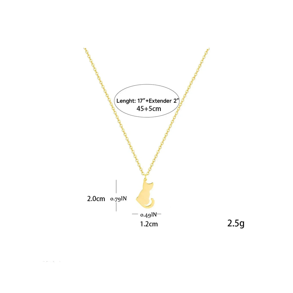 Collier Silhouette Féline — Acier Inoxydable