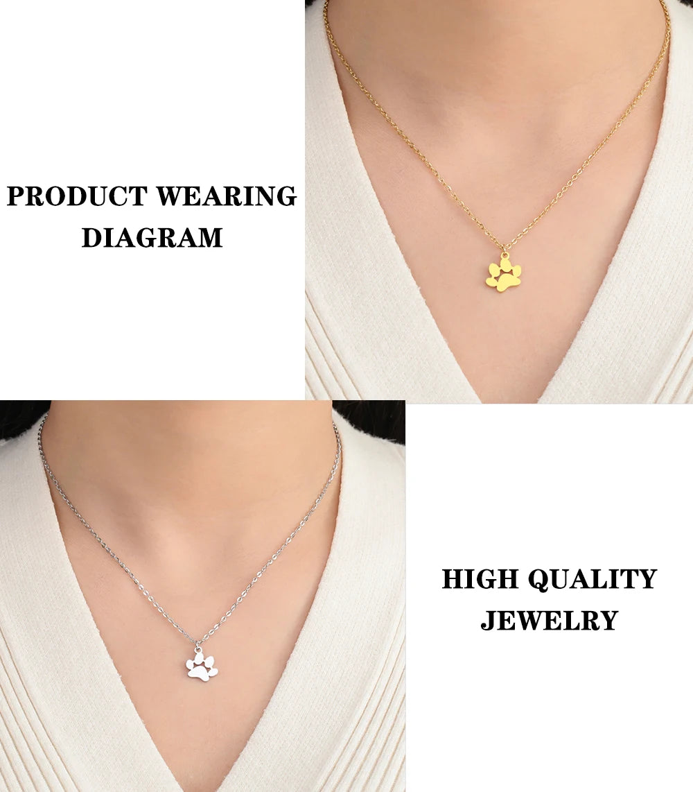 Collier Empreinte Féline – Pendentif Acier Inoxydable