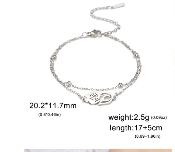 Bracelet Chat Minimaliste – Double Chaîne Ajustable