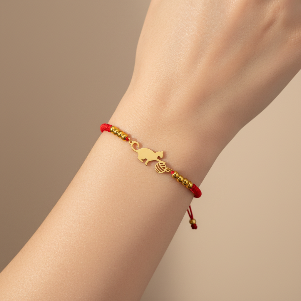 Bracelet rouge porté