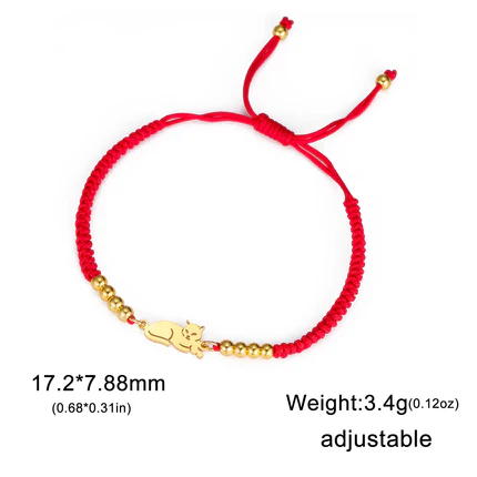 Bracelet Chat Porte-Bonheur – Cordon Ajustable